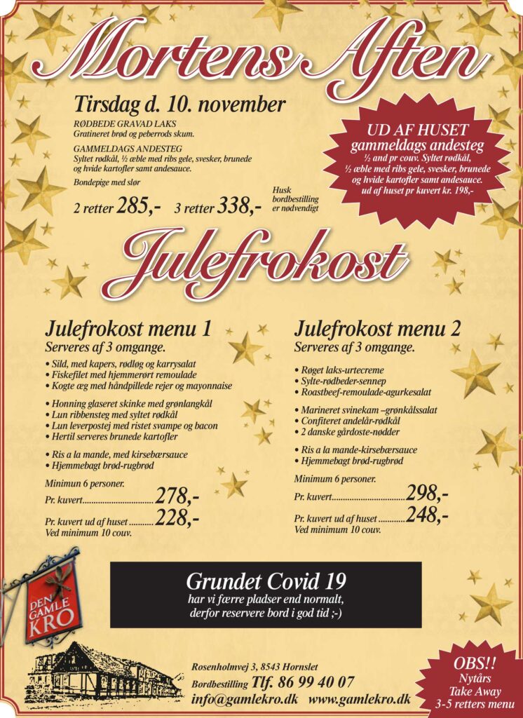 mortens aften menu